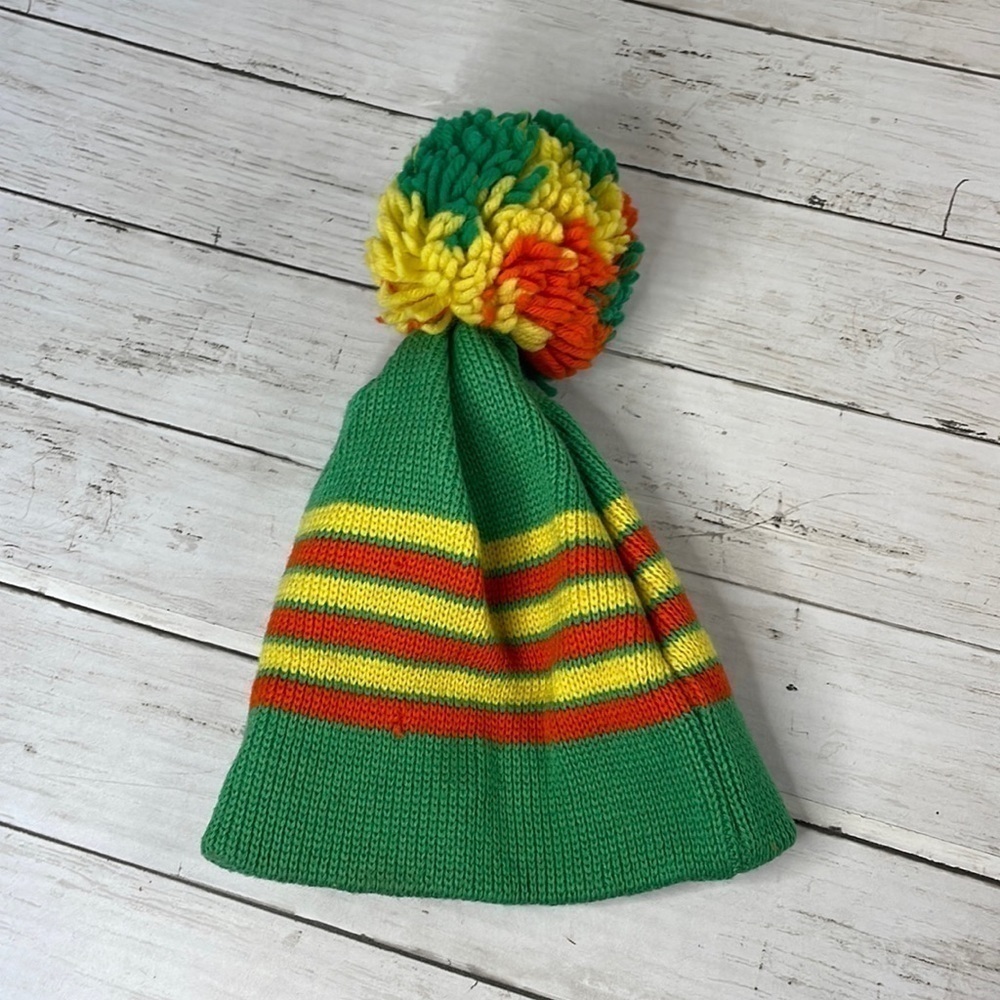 Vintage Smiley of Nevada 100% Wool Pom Pom Beanie